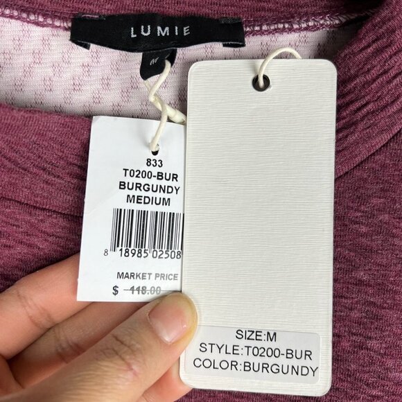 NWT Lumie Woemen's Burgundy Ruffle‎ Flare Sleeve Sweater SZ M - Picture 7 of 8